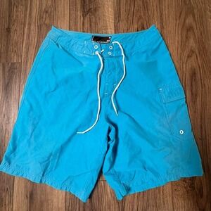 Blue Oakley swim trunks